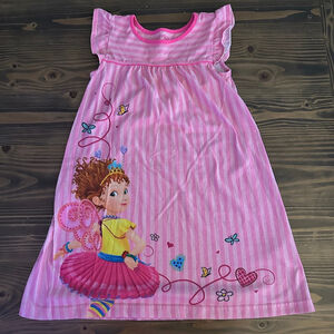 Girls Disney Fancy Nancy Nightgown Pink Striped Size 7/8 Sleepwear - worn